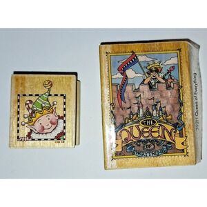 Mary Engelbreit Rubber Stamps Lot Of 2 Elf And Queen Everything  All Night Media